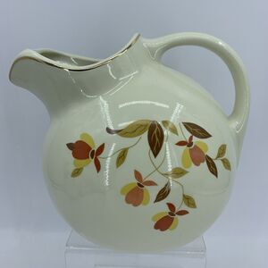 Vtg Hall Ball Tilt‎ Pitcher W/Ice Lip Autumn Leaf USA MCM Mary Dunbar Pottery